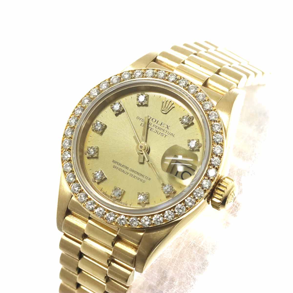 Datejust 69138G Serial 9 Diamond Bezel 750 YG Gold Dial Ladies