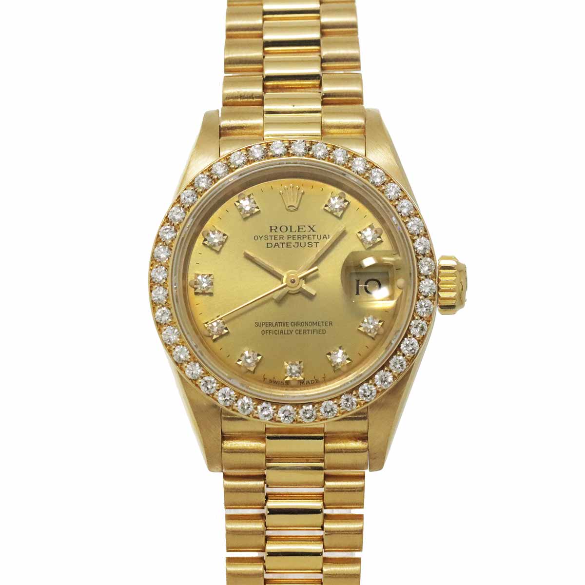 Datejust 69138G Serial 9 Diamond Bezel 750 YG Gold Dial Ladies