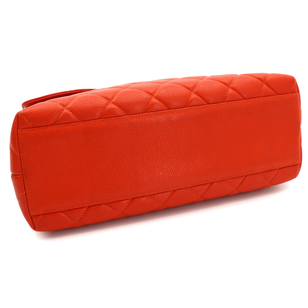 Matelasse Hand Bag Leather Orange A12397 Vintage