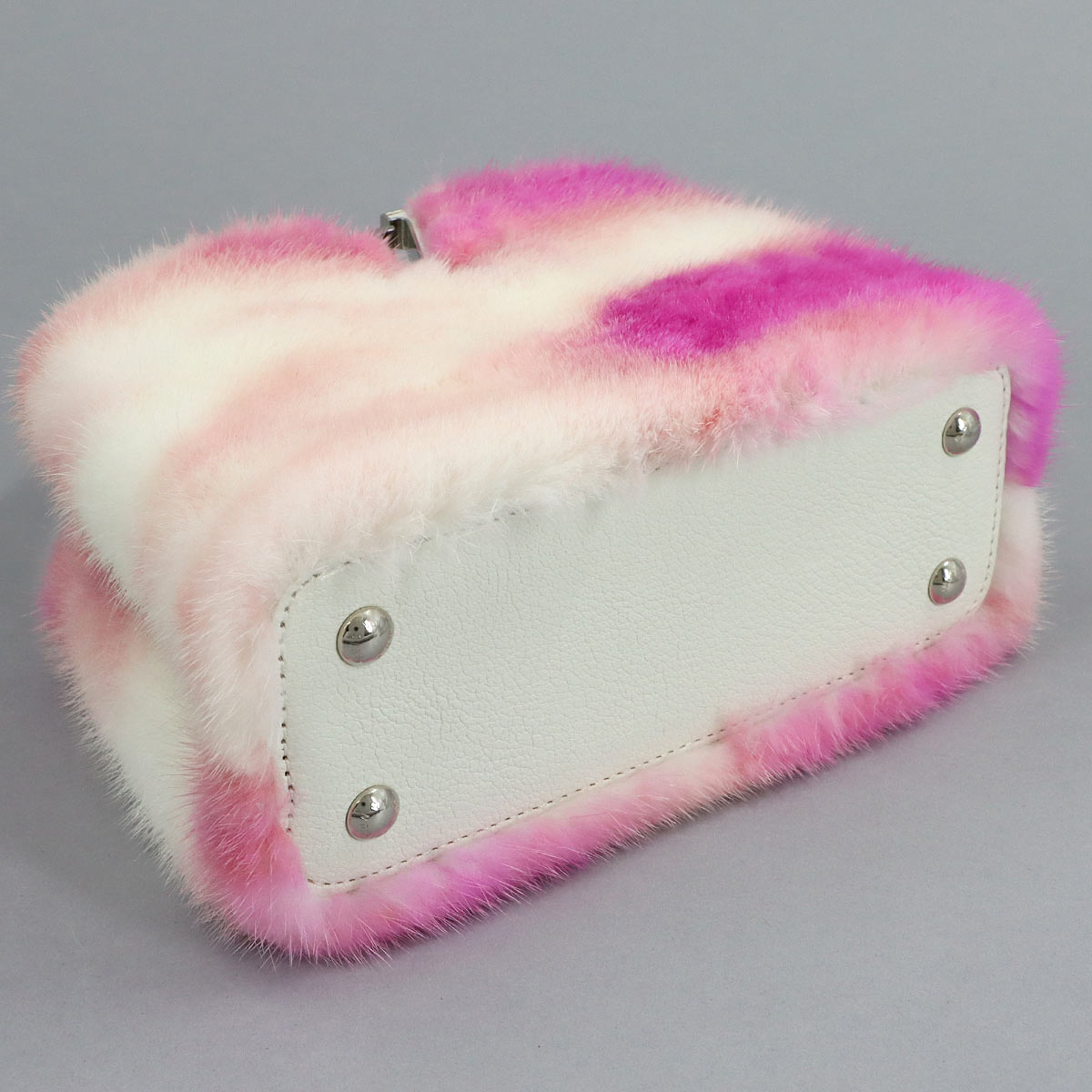 Capucines MINI Hand Shoulder Bag Leather Mink fur White