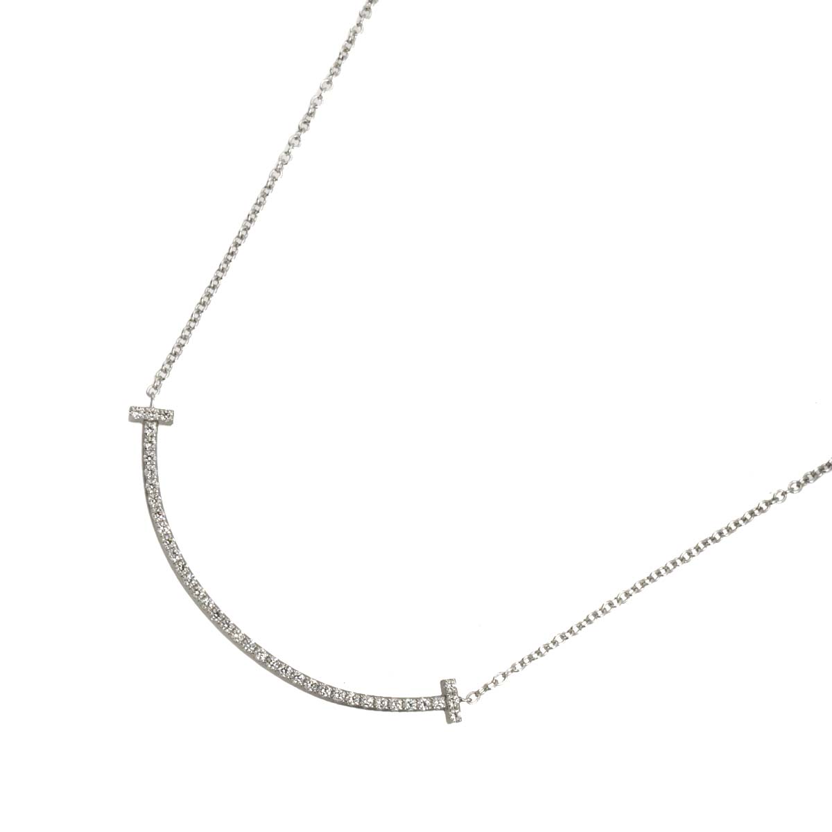 T Smile Diamond Necklace SM 18K White Gold 750