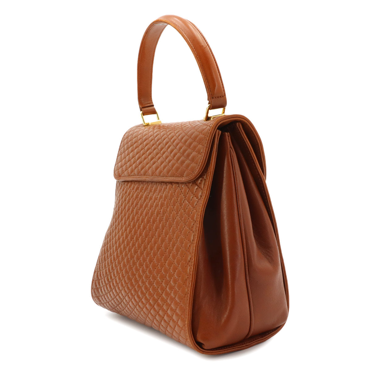 Quilting 2way Hand Shoulder Bag Leather Brown