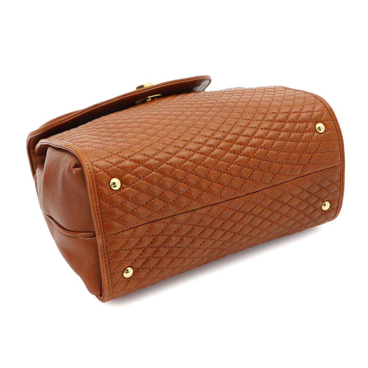 Quilting 2way Hand Shoulder Bag Leather Brown