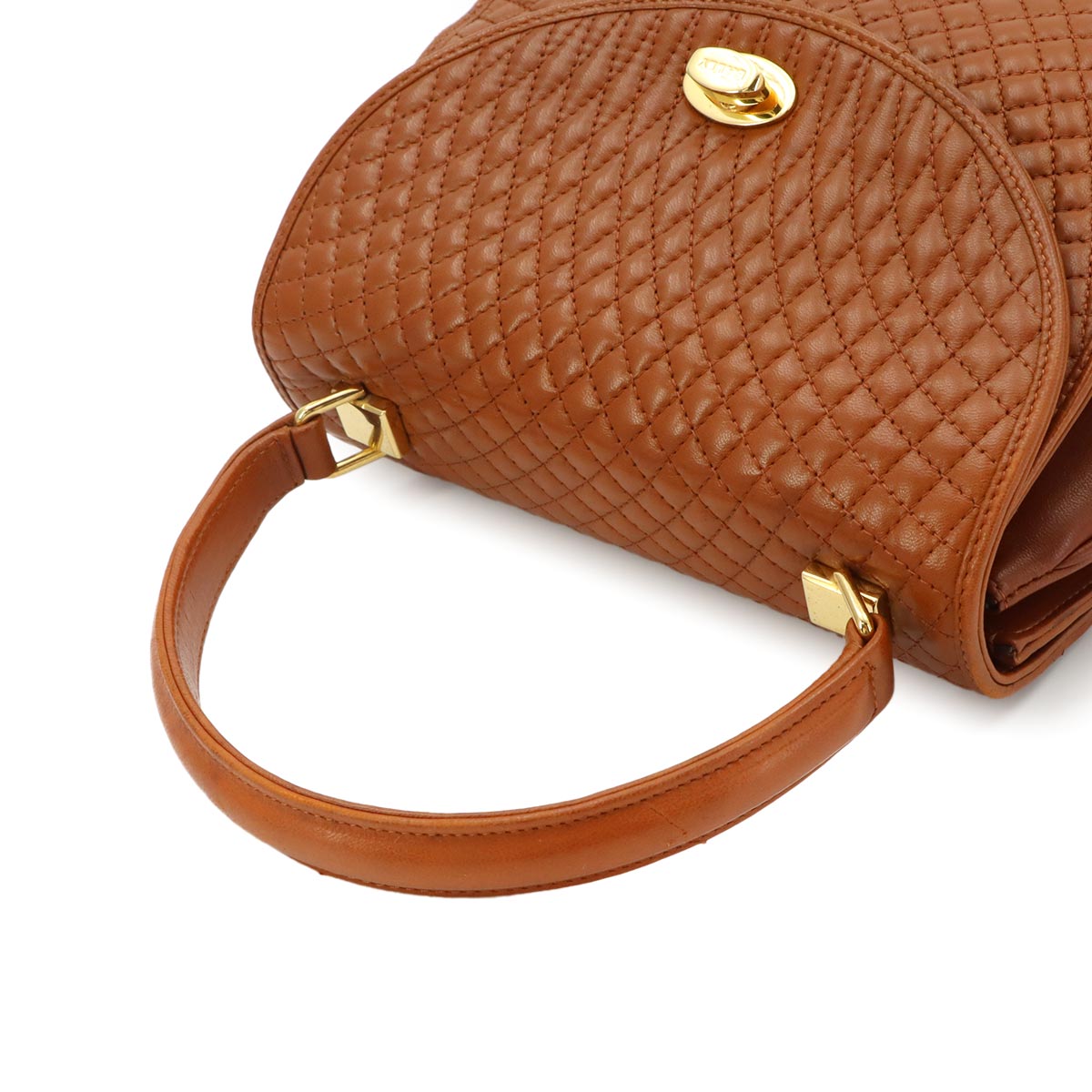 Quilting 2way Hand Shoulder Bag Leather Brown