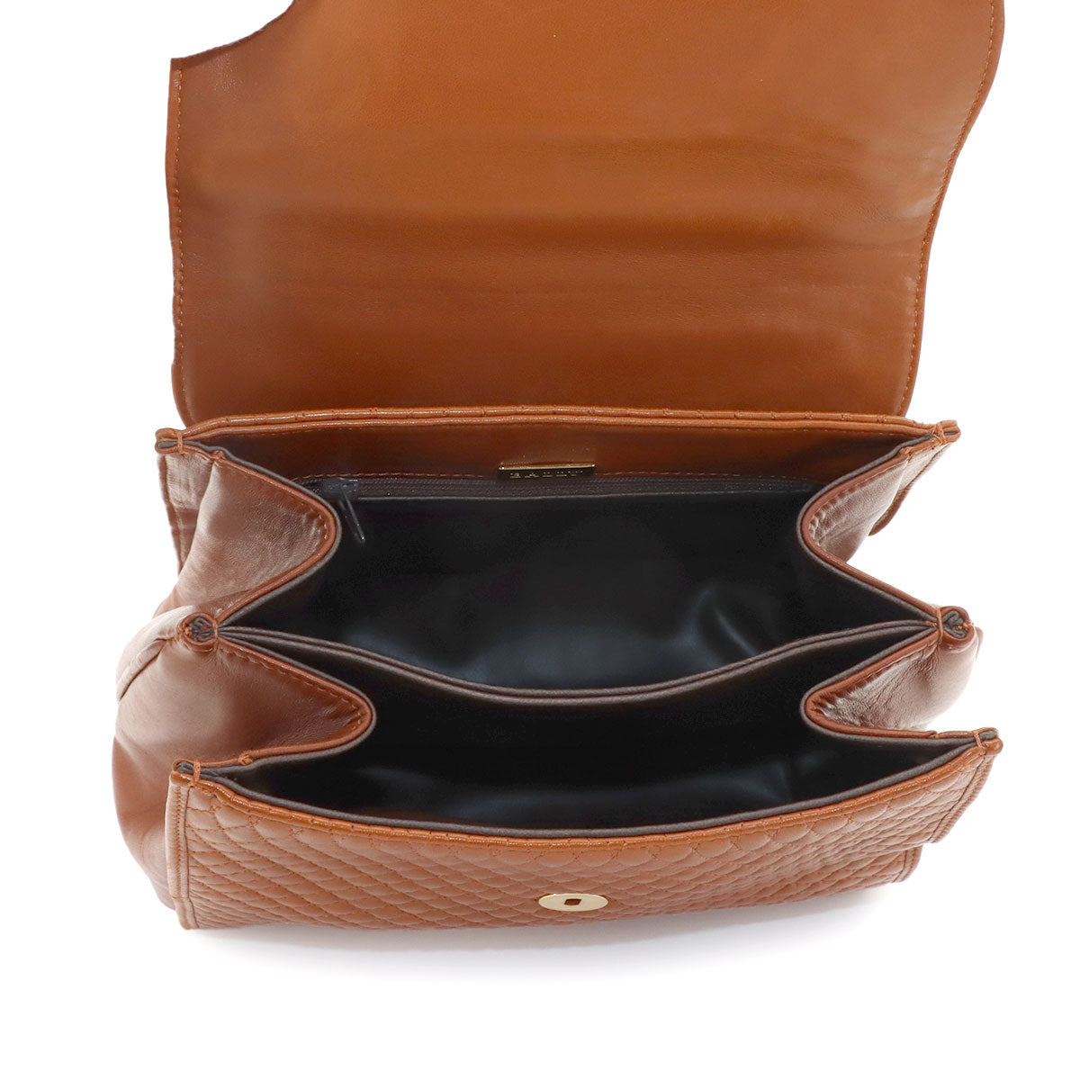 Quilting 2way Hand Shoulder Bag Leather Brown