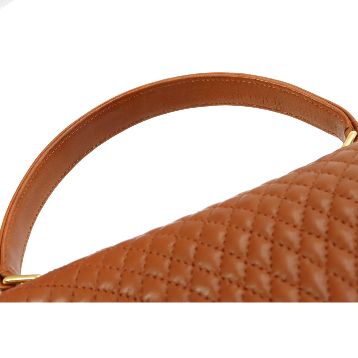 Quilting 2way Hand Shoulder Bag Leather Brown