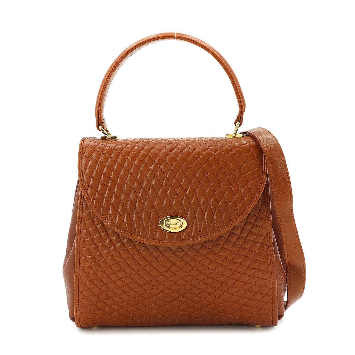 Quilting 2way Hand Shoulder Bag Leather Brown
