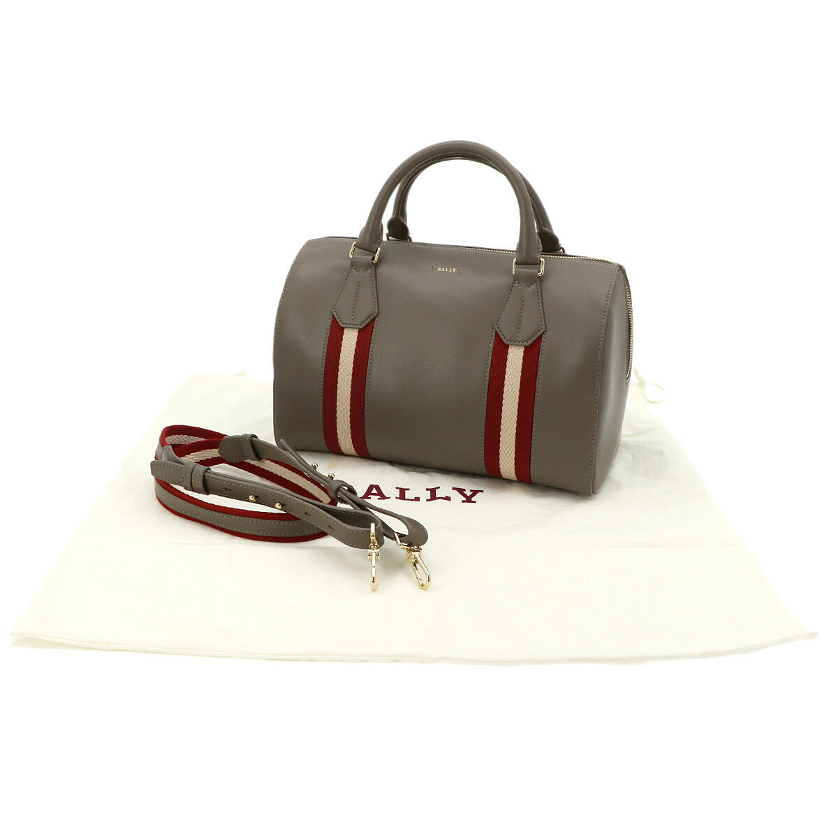 2way Boston Shoulder Bag Leather Gray Purse