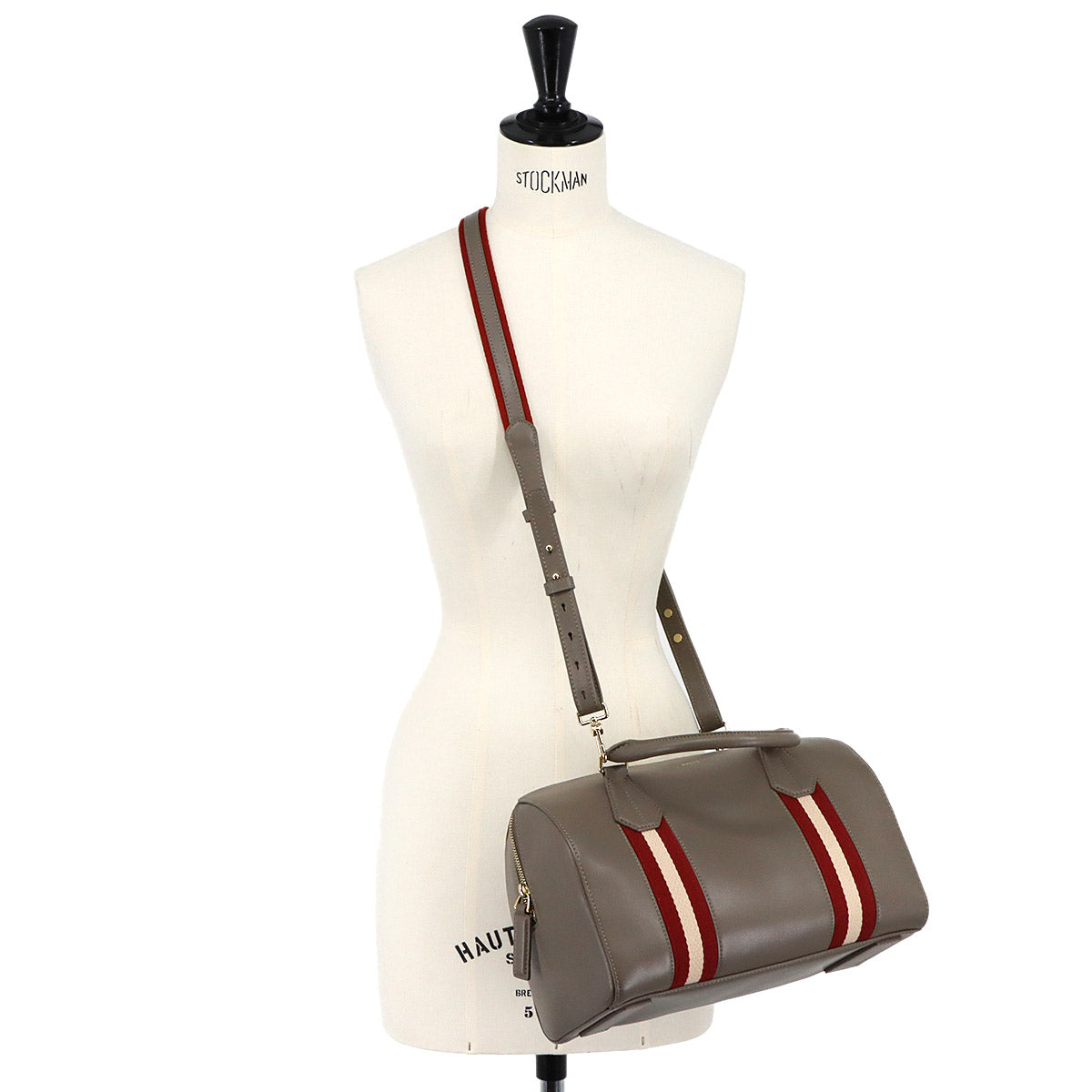 2way Boston Shoulder Bag Leather Gray Purse