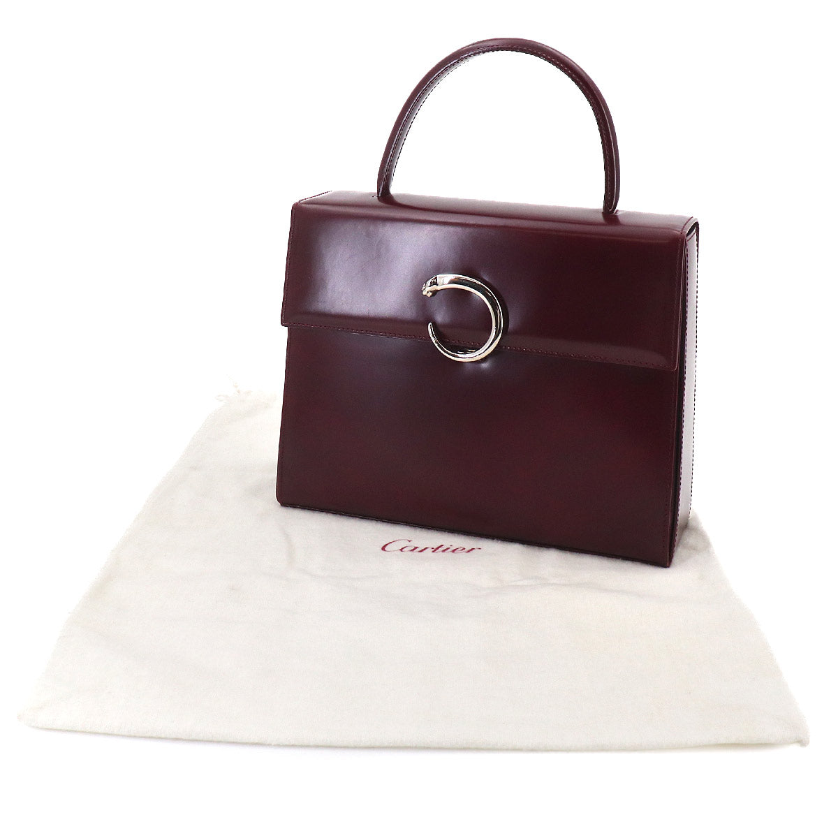 Panthere Hand Bag Leather Bordeaux Purse