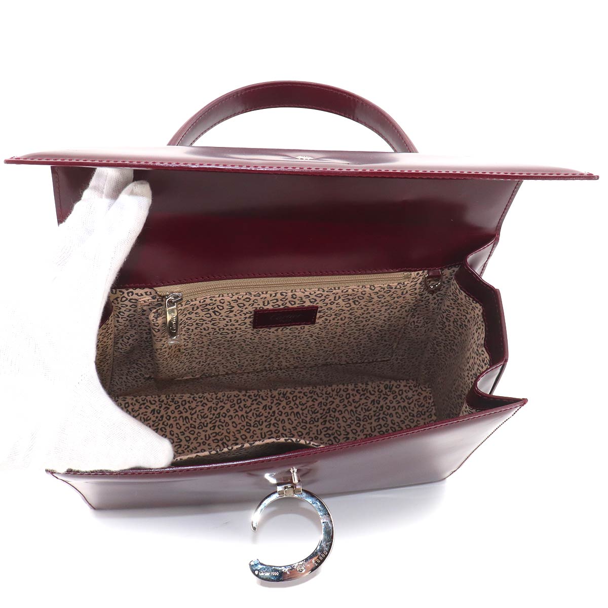 Panthere Hand Bag Leather Bordeaux Purse