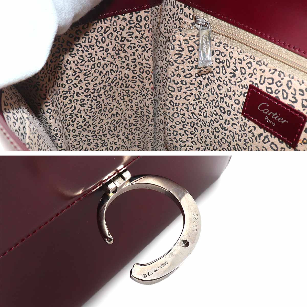 Panthere Hand Bag Leather Bordeaux Purse