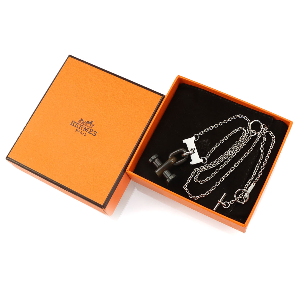 Mobile H Necklace Buffalo Horn Siver Brown Accessory