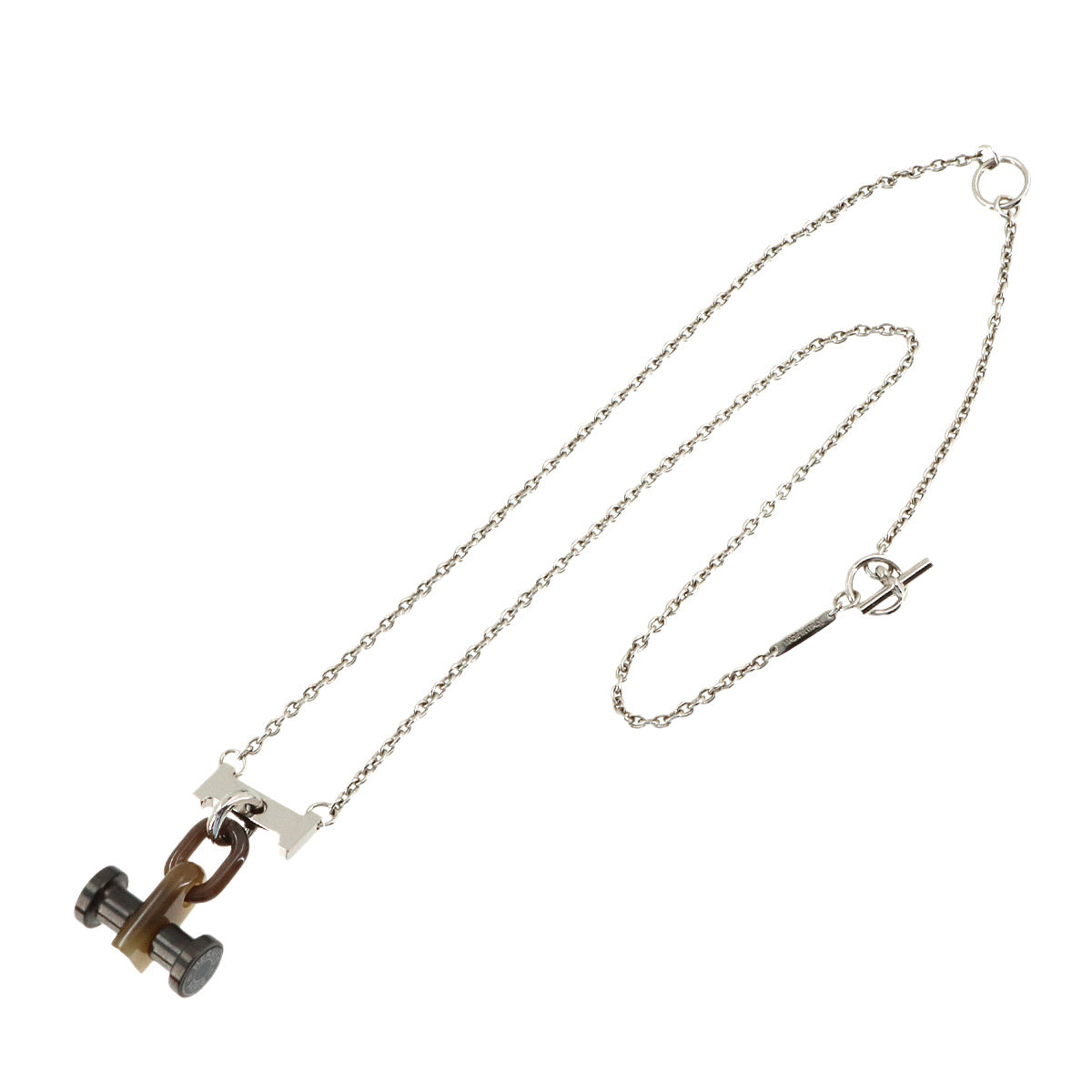 Mobile H Necklace Buffalo Horn Siver Brown Accessory