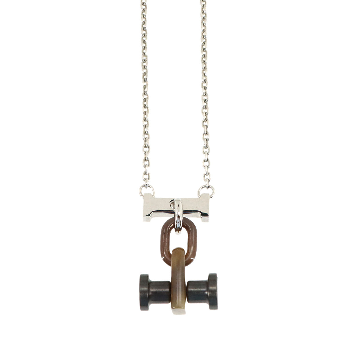 Mobile H Necklace Buffalo Horn Siver Brown Accessory