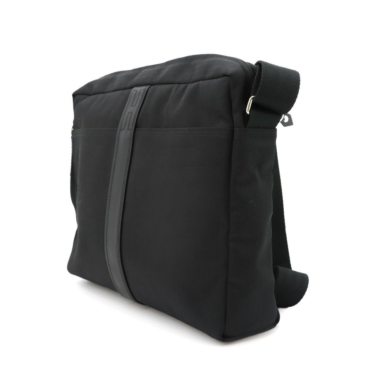 Acapulco Basas MM Shoulder Bag Toile Chevron Leather Black