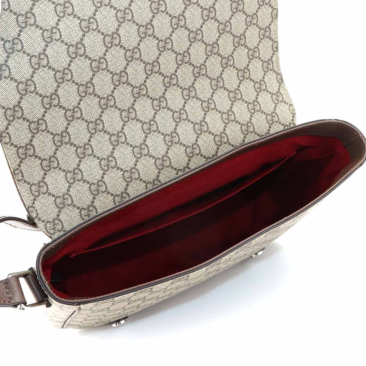 GG Supreme Messenger Shoulder Bag Leather Beige Brown 658542
