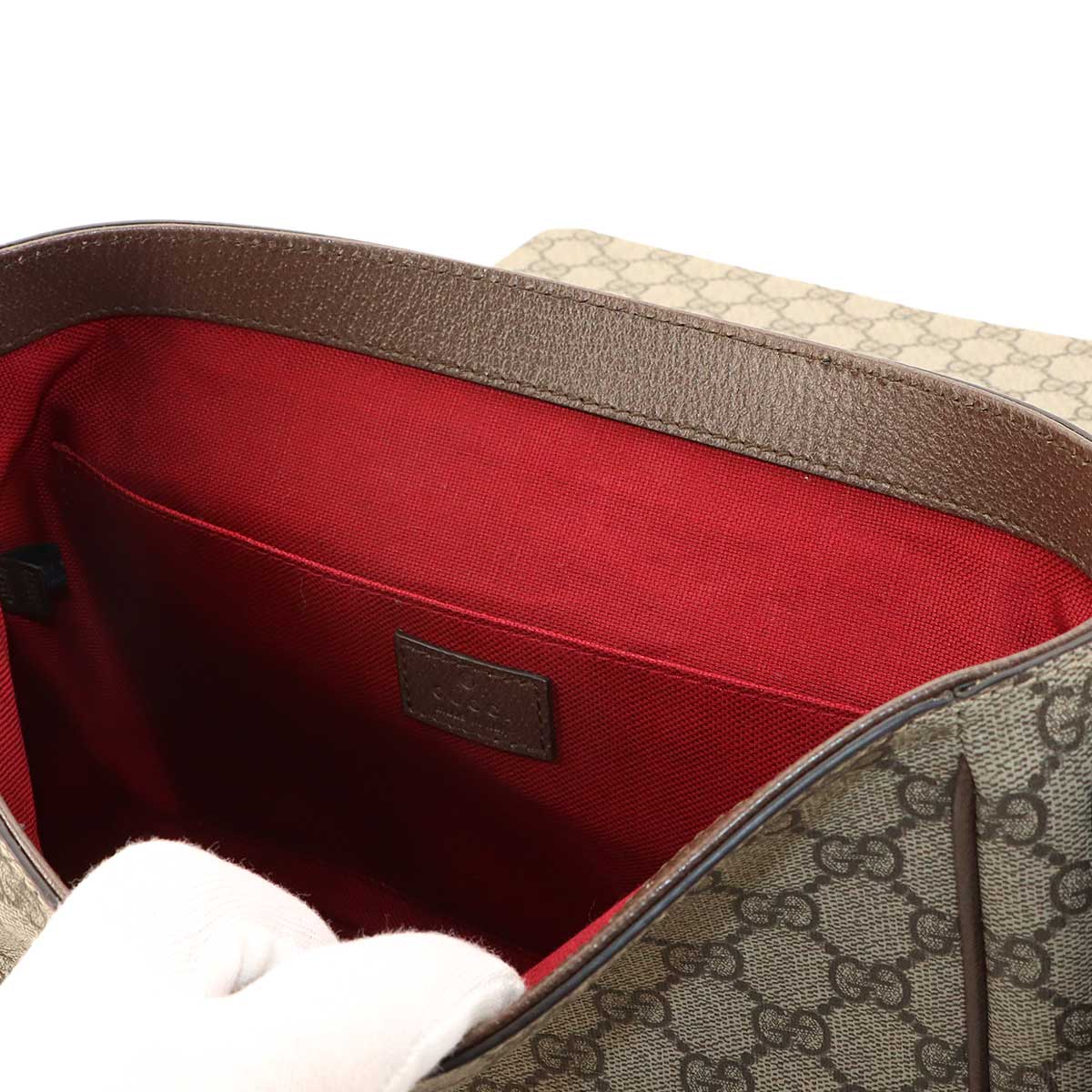 GG Supreme Messenger Shoulder Bag Leather Beige Brown 658542