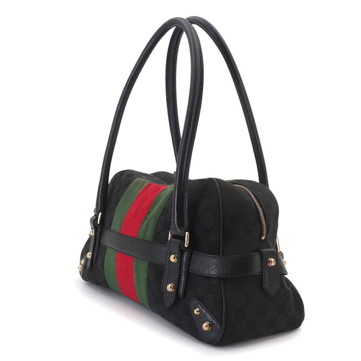Horsebit Shoulder Bag GG Canvas Leather Black 131092 Purse
