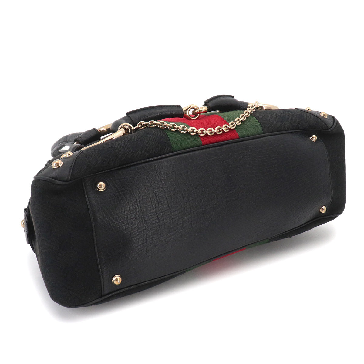 Horsebit Shoulder Bag GG Canvas Leather Black 131092 Purse