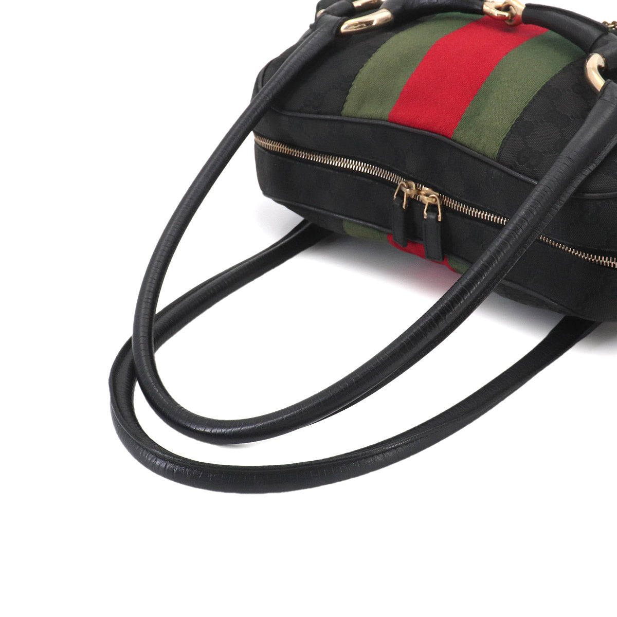 Horsebit Shoulder Bag GG Canvas Leather Black 131092 Purse