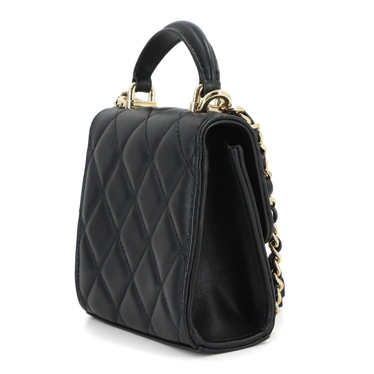 Mini Matelasse Chain Shoulder Bag Leather Black AP2682