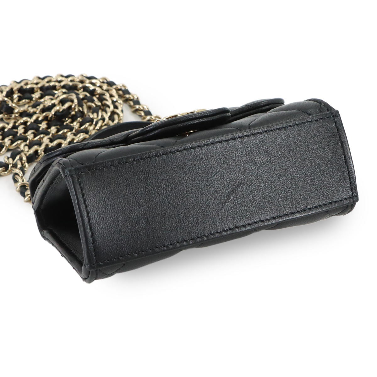 Mini Matelasse Chain Shoulder Bag Leather Black AP2682