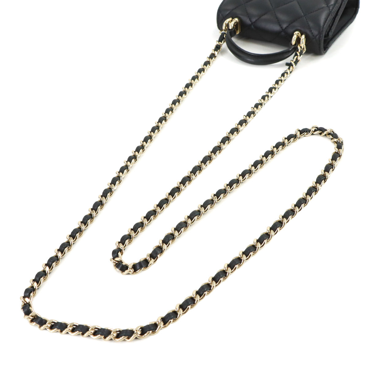 Mini Matelasse Chain Shoulder Bag Leather Black AP2682