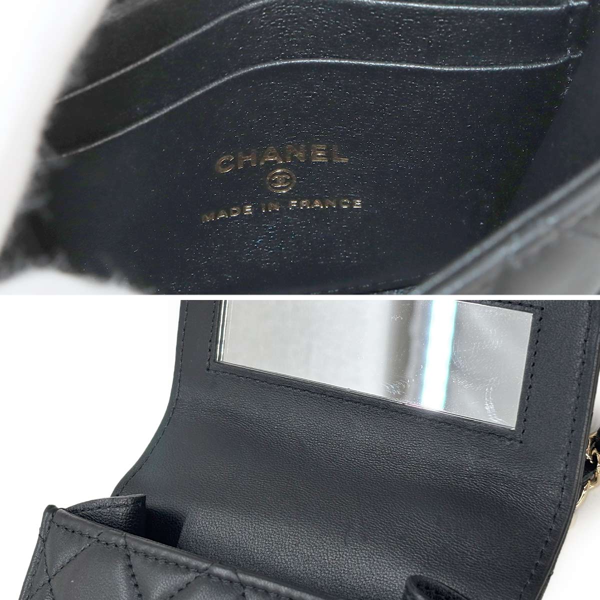 Mini Matelasse Chain Shoulder Bag Leather Black AP2682