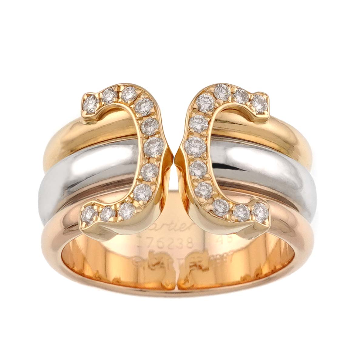 2C Diamond Ring 18K YG WG PG 750 Size47 4.5-4.75(US)