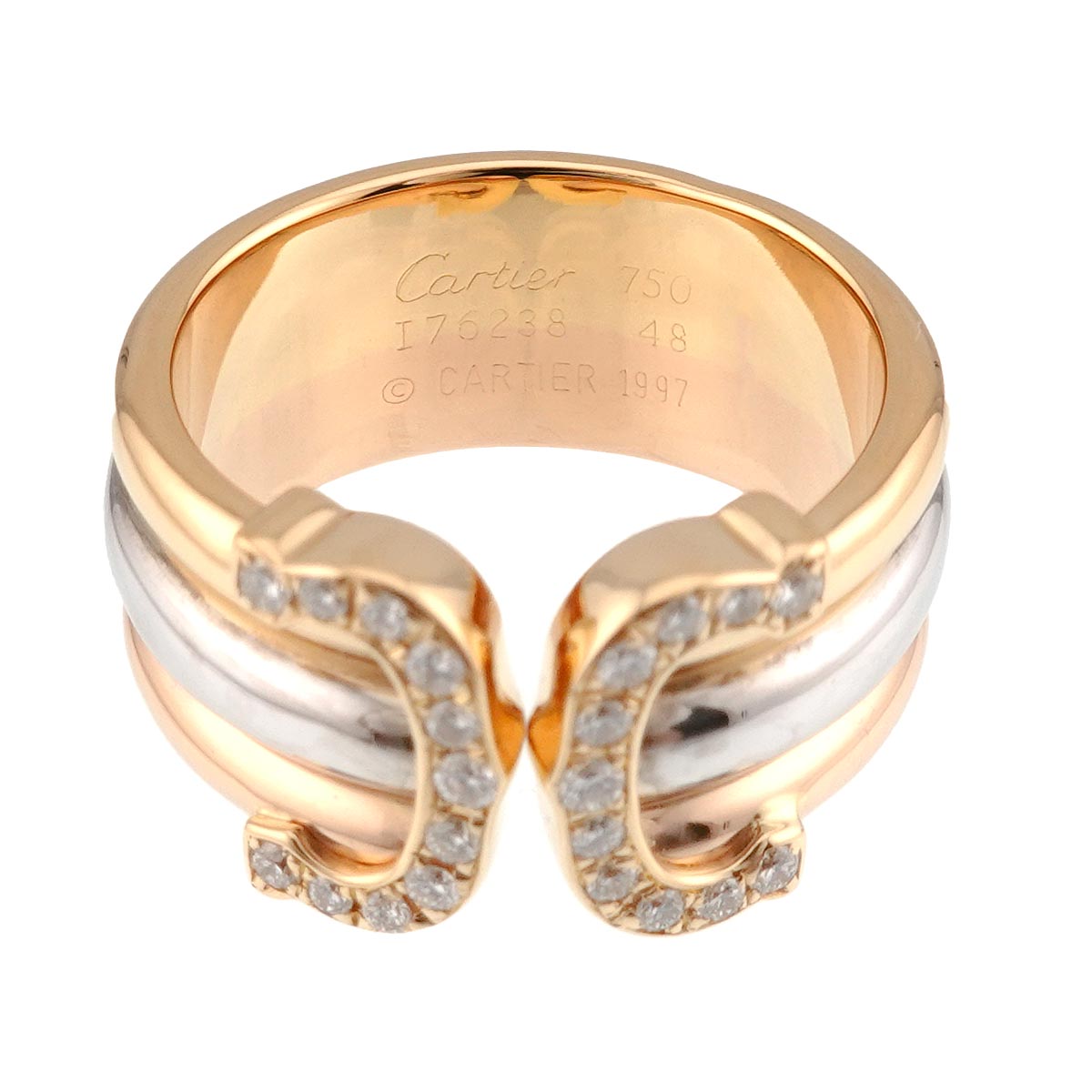 2C Diamond Ring 18K YG WG PG 750 Size47 4.5-4.75(US)