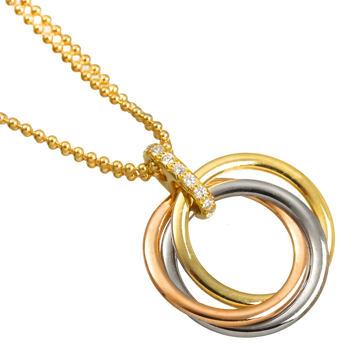 Trinity MM Diamond Necklace 18K YG WG PG 750