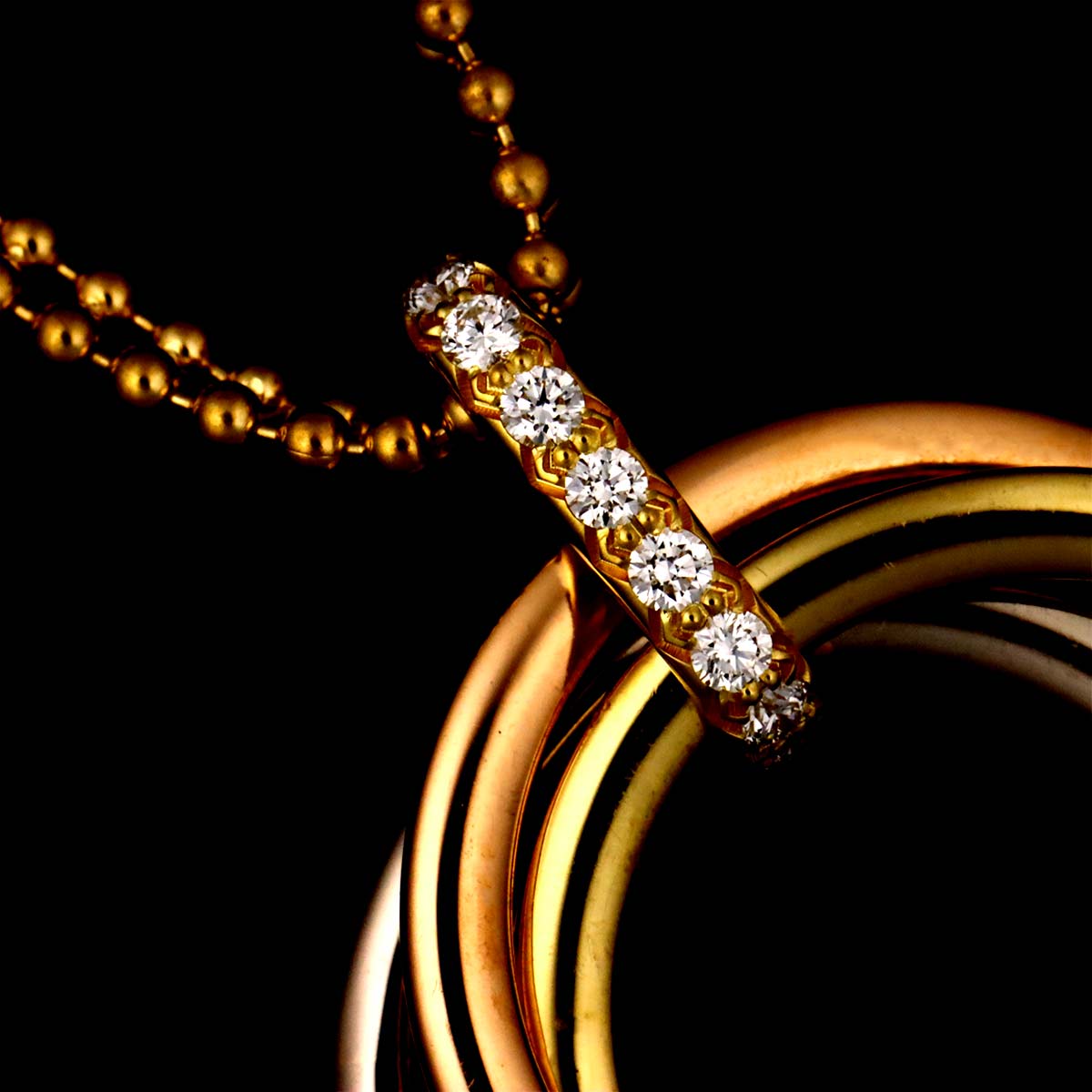 Trinity MM Diamond Necklace 18K YG WG PG 750