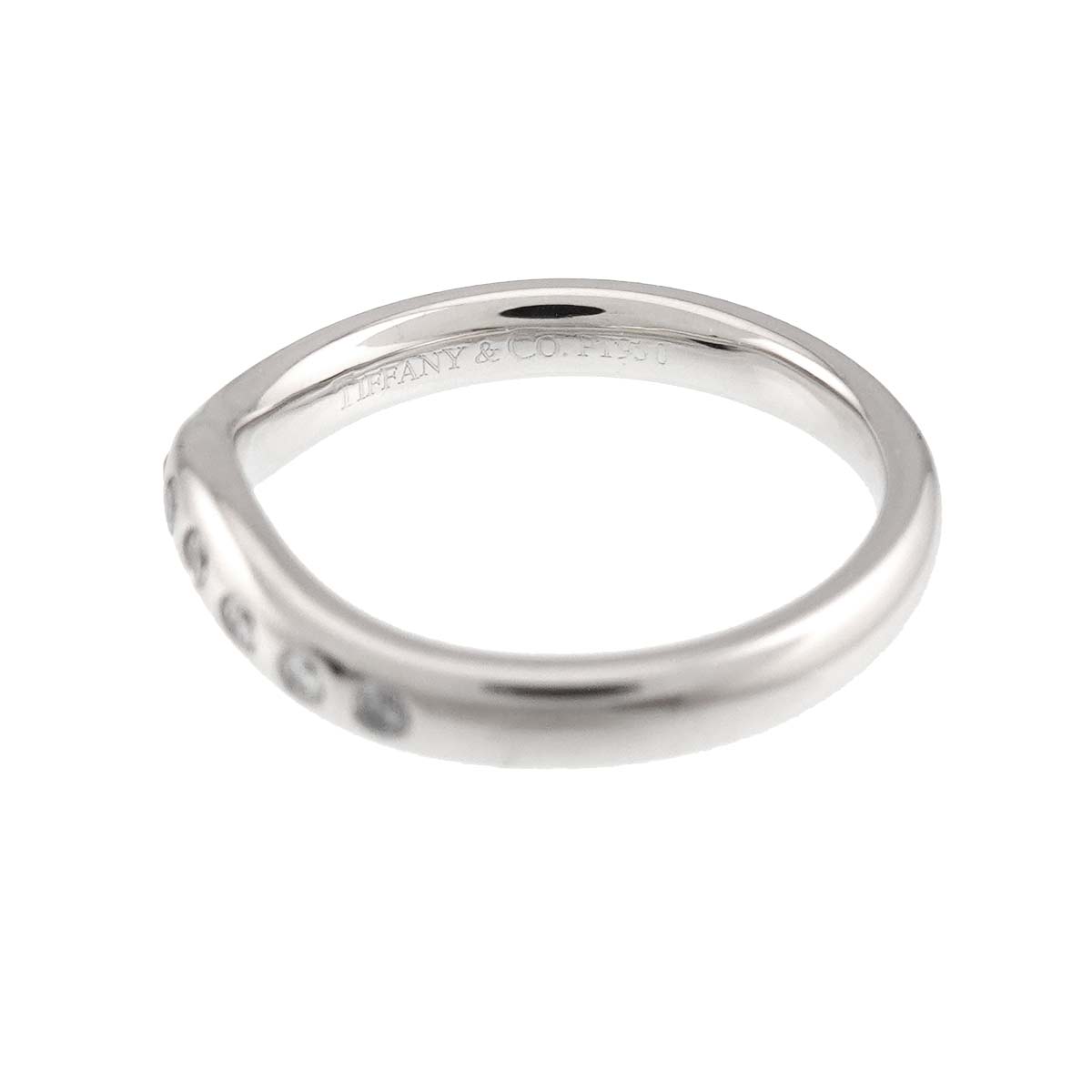 Wide Curved Band Diamond Ring Platinum size4.5(US)