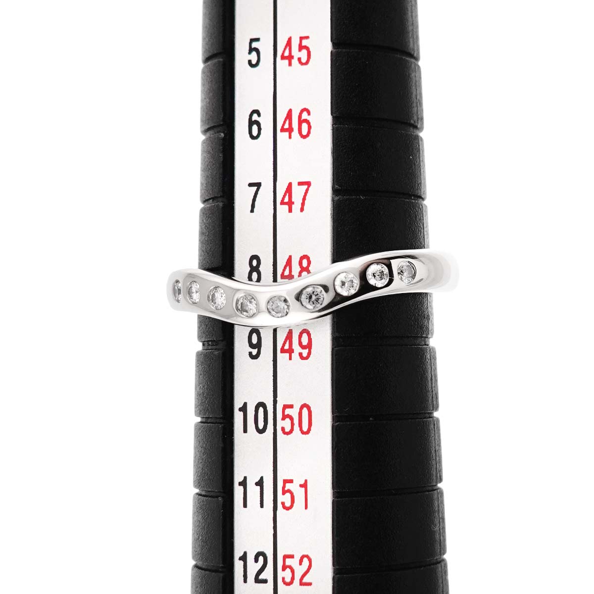 Wide Curved Band Diamond Ring Platinum size4.5(US)