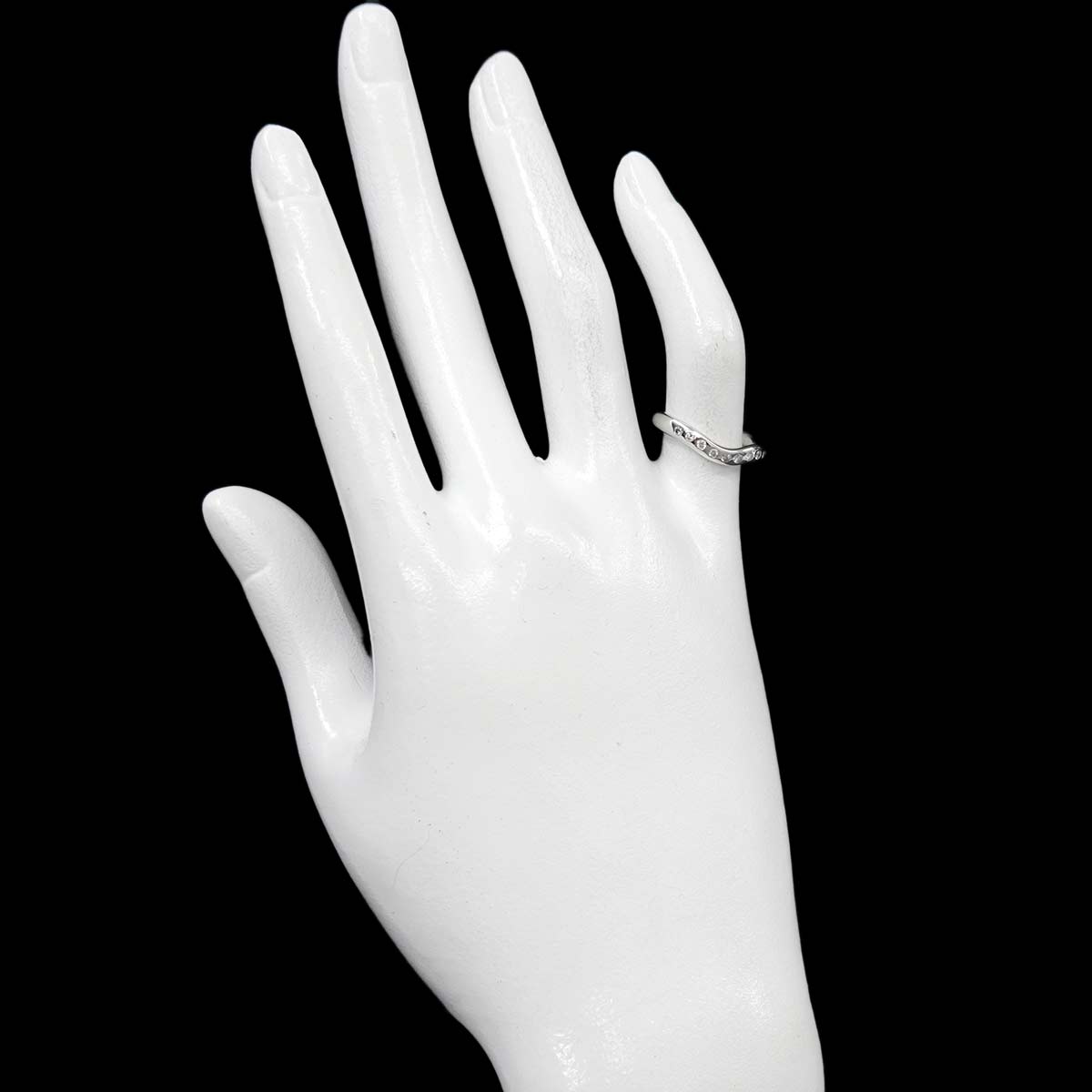 Wide Curved Band Diamond Ring Platinum size4.5(US)