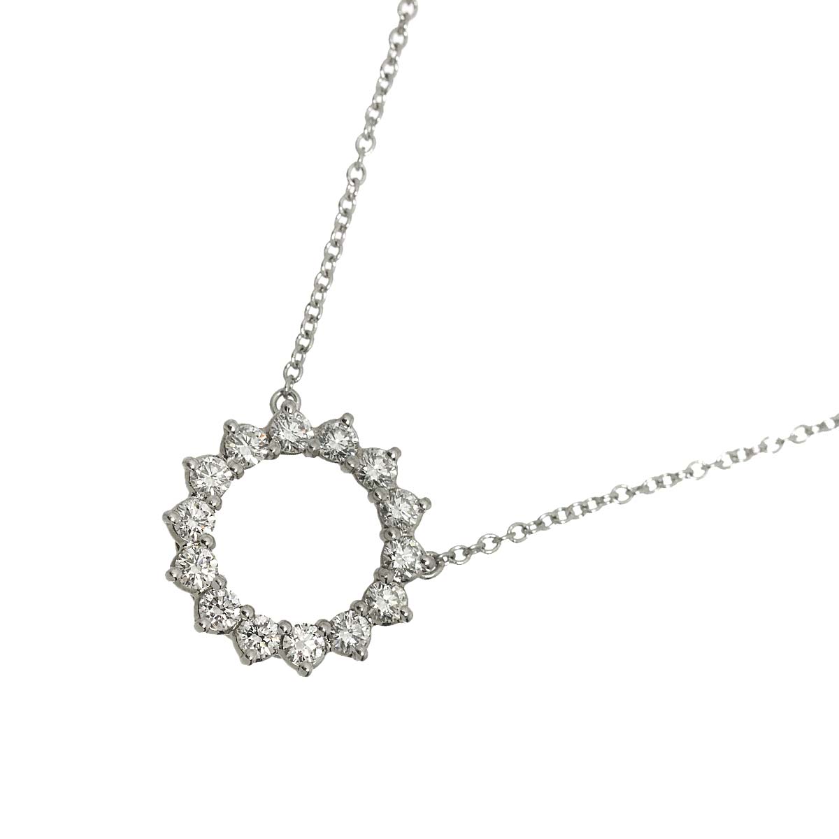 Open Circle SM Diamond Necklace Pt Platinum