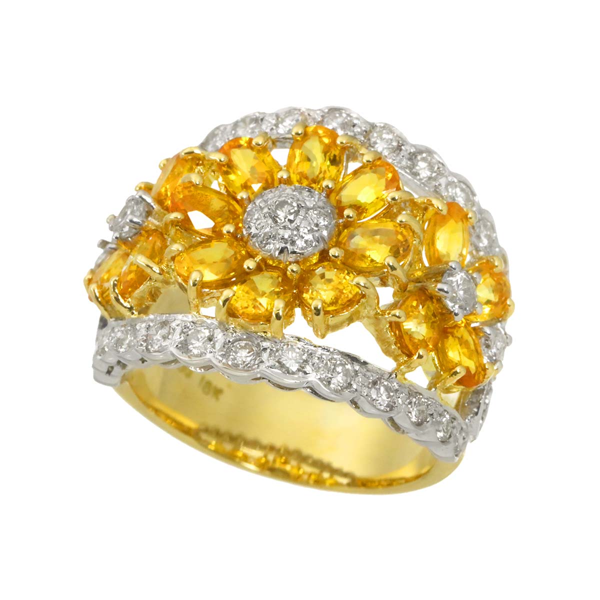 Sapphire Diamond Ring 18K YG 750 size5.5-5.75(US)