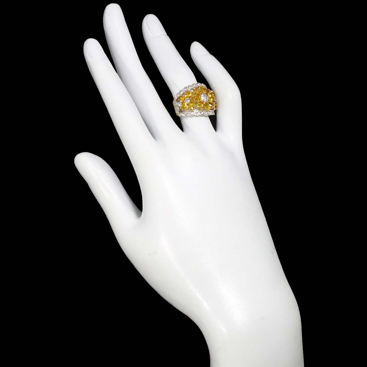 Sapphire Diamond Ring 18K YG 750 size5.5-5.75(US)
