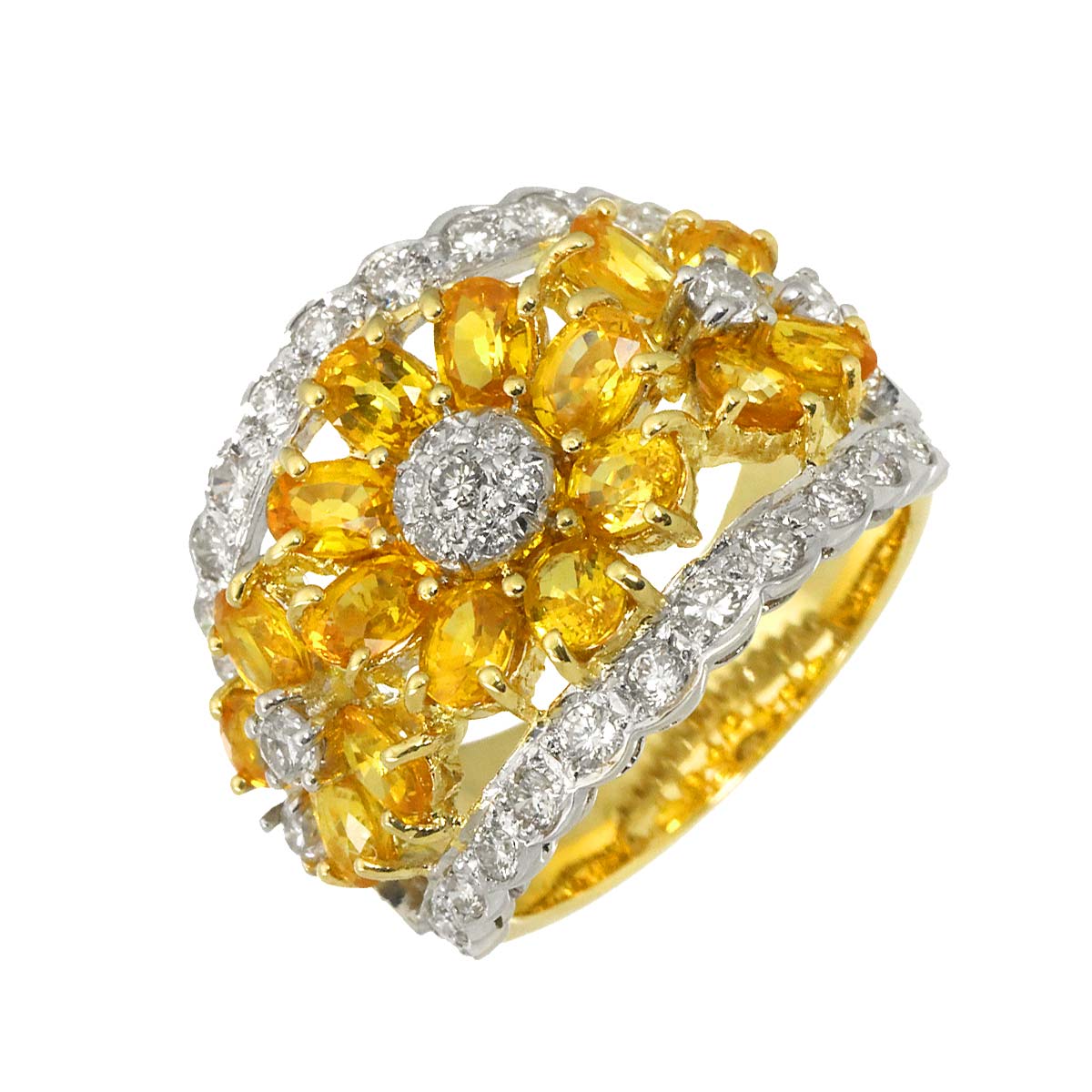 Sapphire Diamond Ring 18K YG 750 size5.5-5.75(US)
