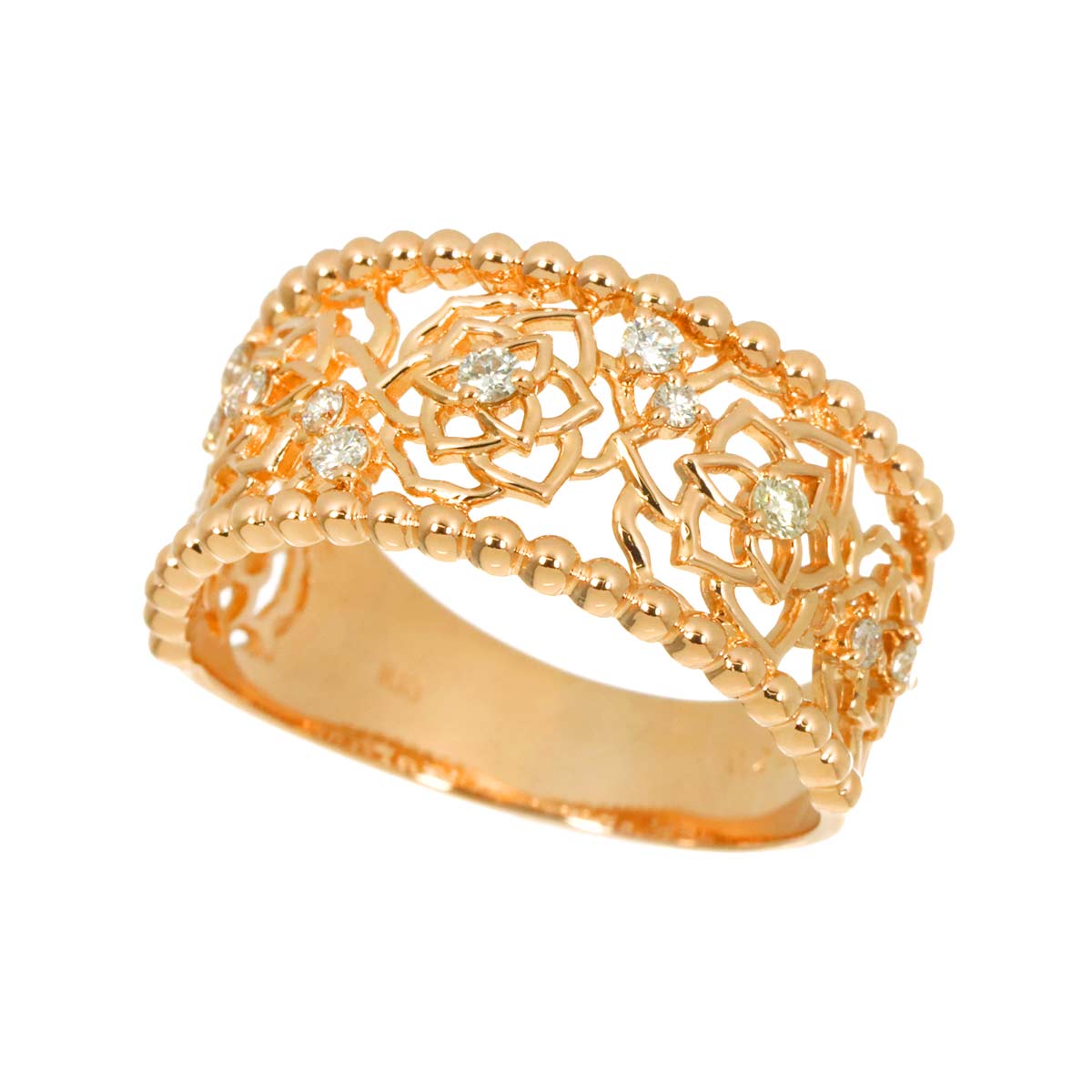 Diamond 0.20ct Ring 18K PG Pink Gold 750 Size6.75(US)
