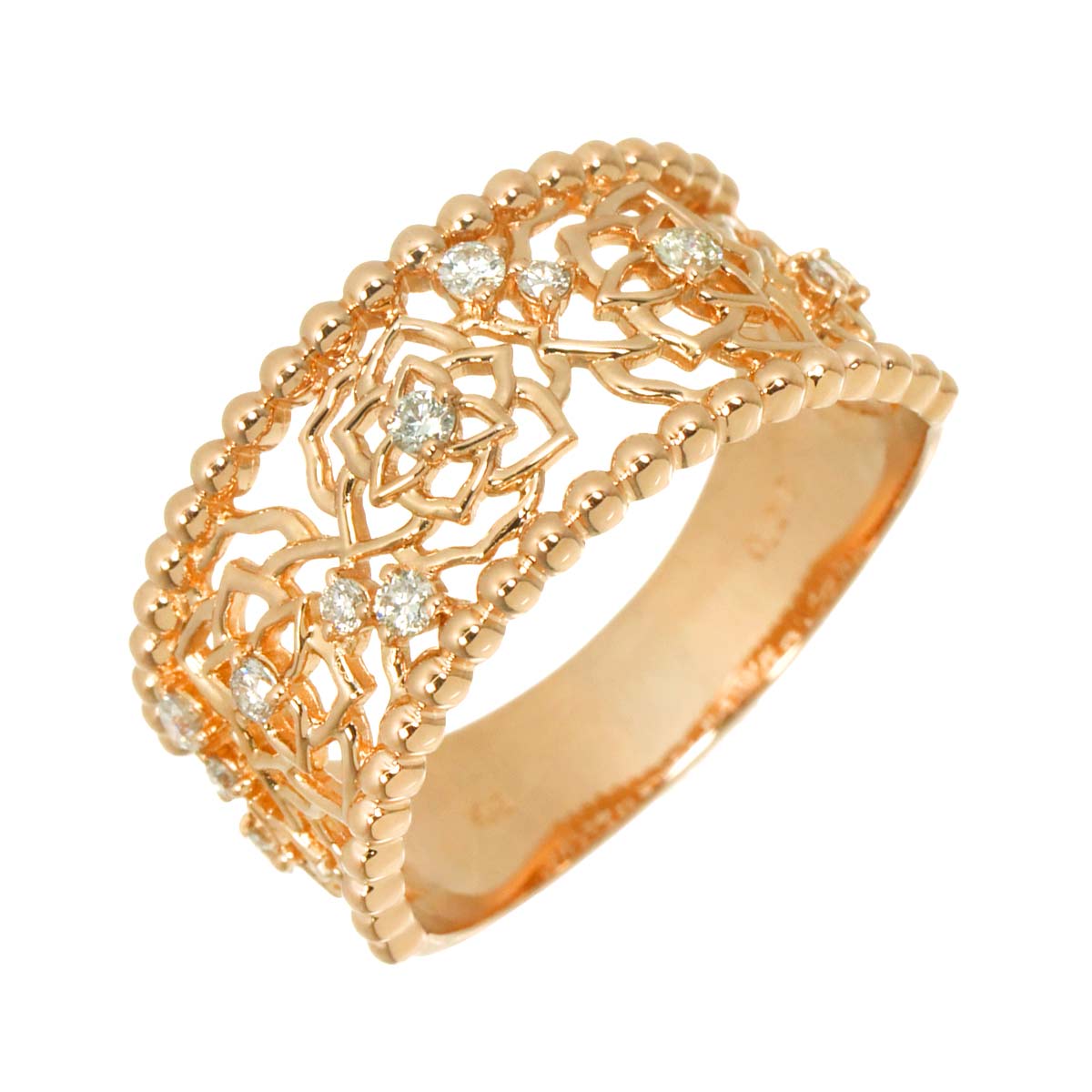 Diamond 0.20ct Ring 18K PG Pink Gold 750 Size6.75(US)