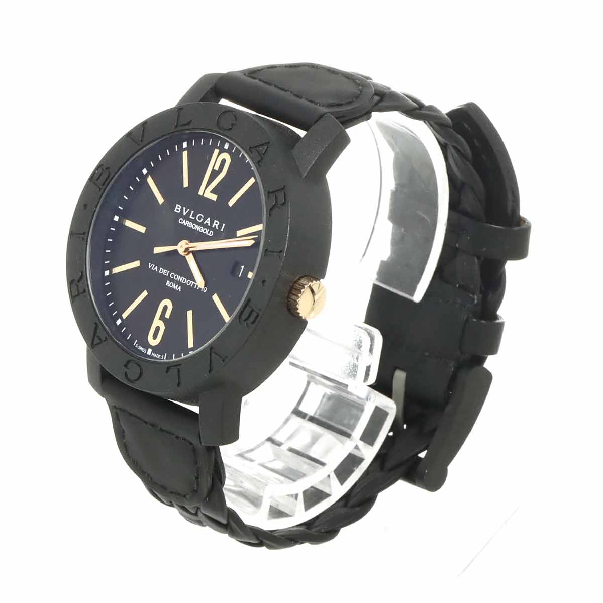 BVLGARIBVLGARI Carbon Gold BB40CL 750 PG Black Dial Mens