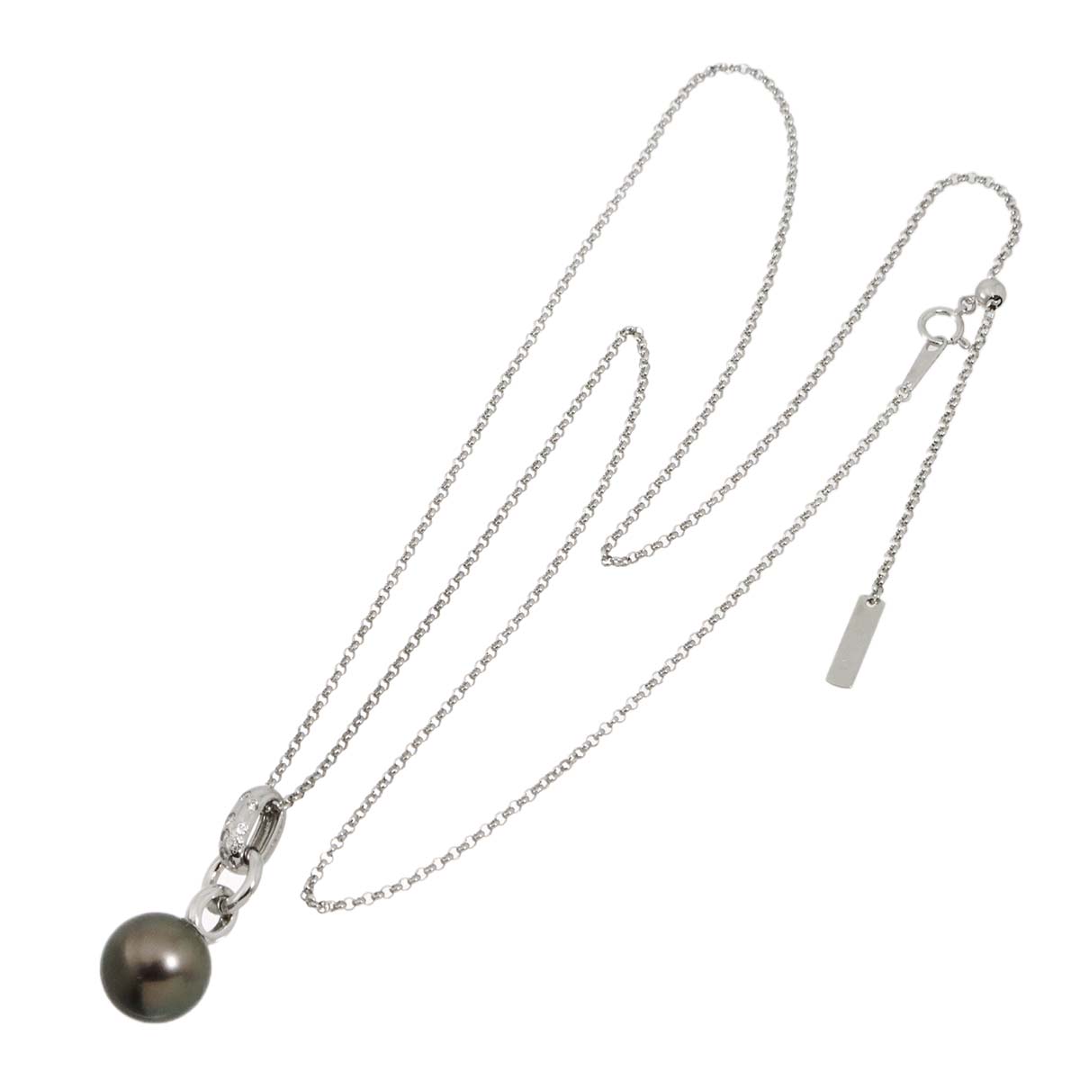 Black Pearl 12.5mm Diamond 0.15ct Necklace 18K WG 750