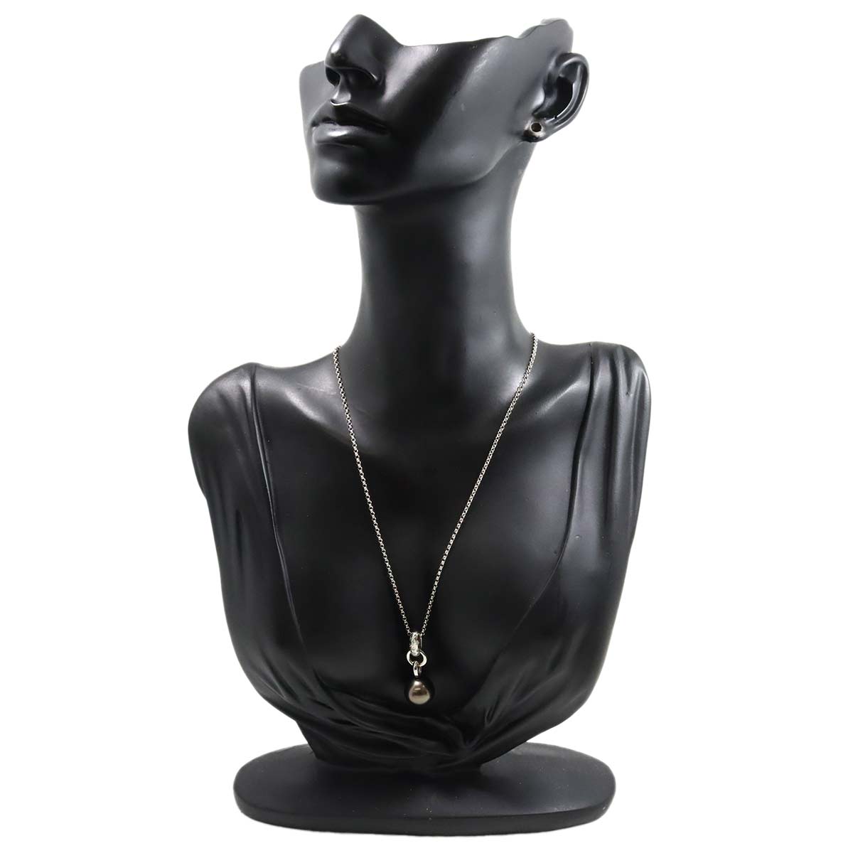 Black Pearl 12.5mm Diamond 0.15ct Necklace 18K WG 750