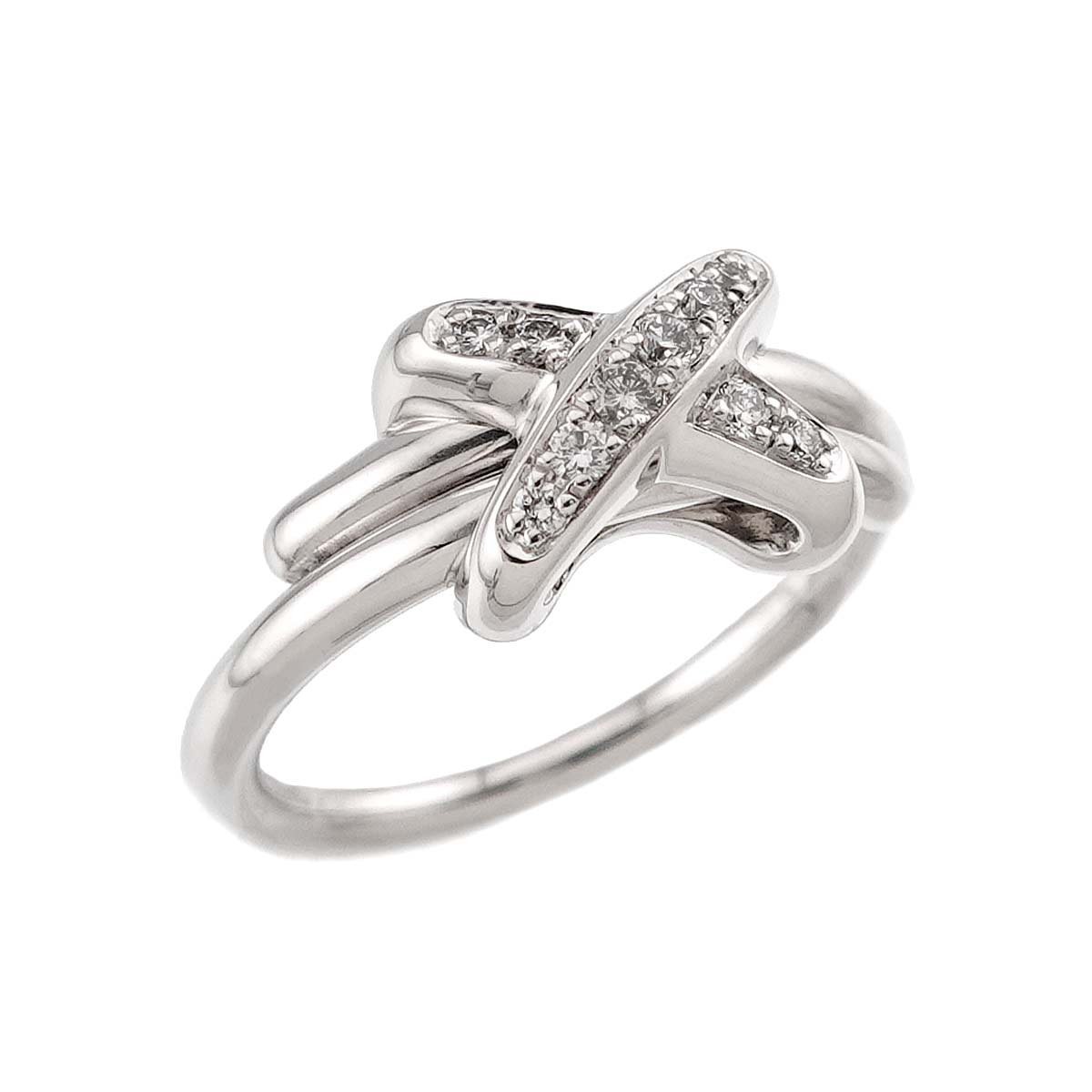 Jeux de Liens Diamond Ring 18K White Gold 750 size49 4.75-5(US)