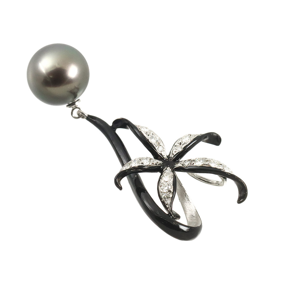 South Sea pearl Diamond 0.37ct Emerald Pendant Top 18K WG 750