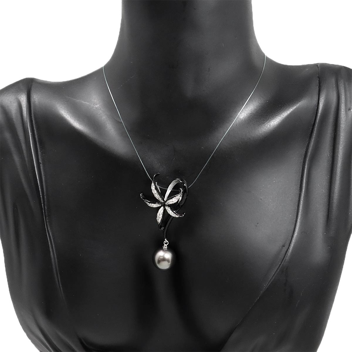 South Sea pearl Diamond 0.37ct Emerald Pendant Top 18K WG 750