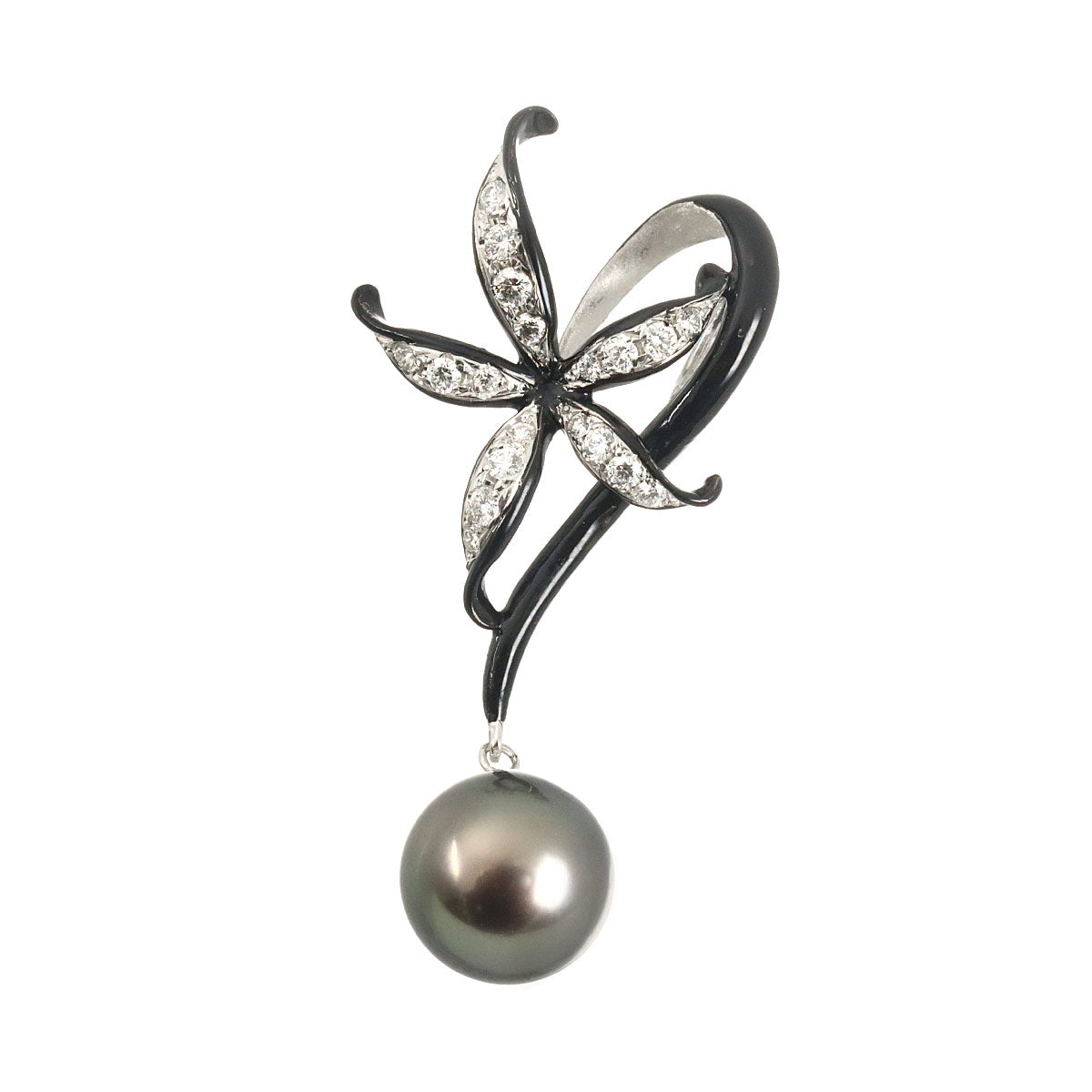 South Sea pearl Diamond 0.37ct Emerald Pendant Top 18K WG 750