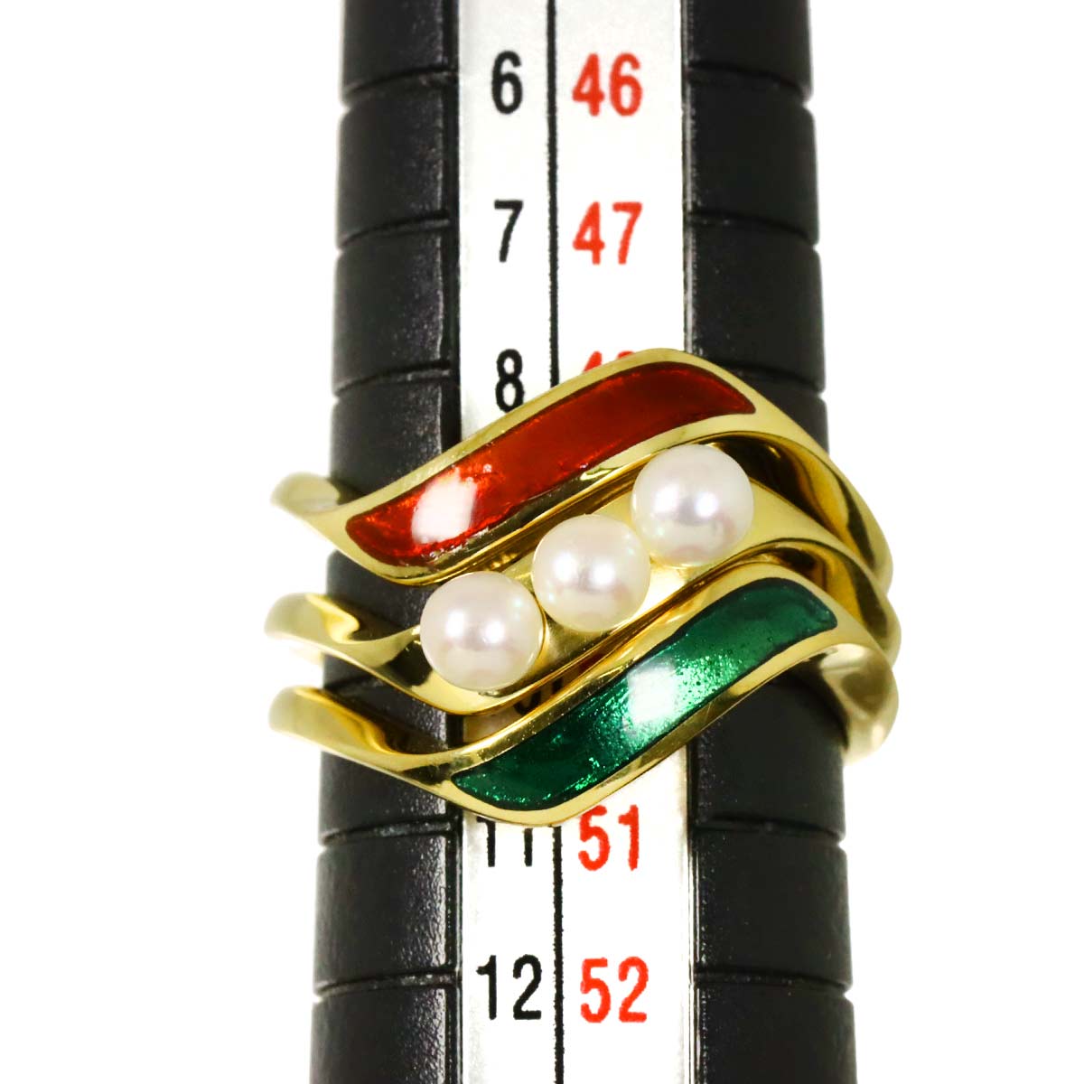 Baby Pearl 3.5mm Enamel Ring 18K YG 750 Size5.25(US)
